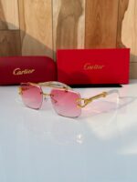 Cartier CT098 Gold-Toned Pink Gradient Sunglasses