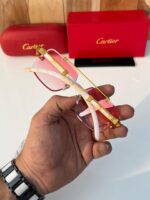 Cartier CT098 Gold-Toned Pink Gradient Sunglasses - Image 5