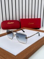 Cartier Santos Blue Gradient Metal Frame Sunglasses