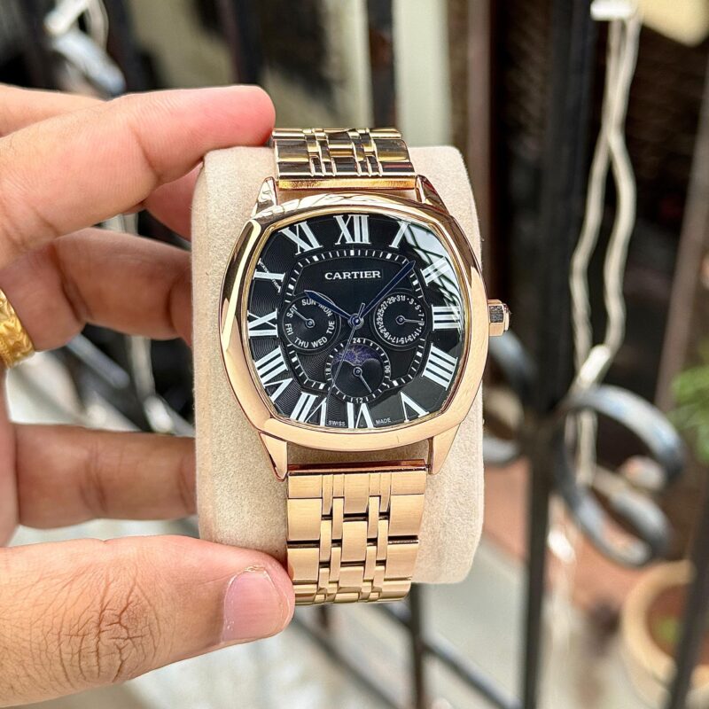 Cartier-Santos-De-Black-Dial-Rose-Gold-43mm-Quartz-1 Cartier Santos De Black Dial Rose Gold 43mm Quartz - Image 1