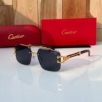 Cartier Santos De Cartier Gold Black Sunglasses