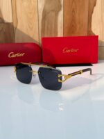 Cartier Santos De Cartier Gold Black Sunglasses