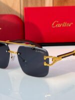 Cartier Santos De Cartier Gold Black Sunglasses - Image 2