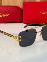 Cartier Santos De Cartier Gold Black Sunglasses - Image 3