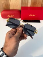 Cartier Santos De Cartier Gold Black Sunglasses - Image 4