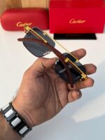 Cartier Santos De Cartier Gold Black Sunglasses - Image 5