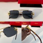 Cartier Santos De Cartier Gold Black Sunglasses - Image 6