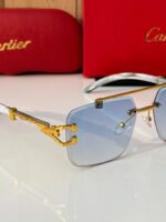Cartier Square Blue Gradient Metal Frame Sunglasses - Image 4