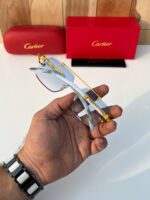 Cartier Square Blue Gradient Metal Frame Sunglasses - Image 5