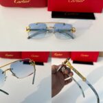 Cartier Square Blue Gradient Metal Frame Sunglasses - Image 6