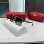 Cartier Square Green Acetate Frame Sunglasses