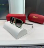 Cartier Square Green Acetate Frame Sunglasses
