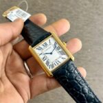 Cartier Tank Louis Quartz Gold 24x31mm Crocodile Skin