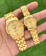 Casio 7AAA Couple Watch Gold Stainless Steel Quartz