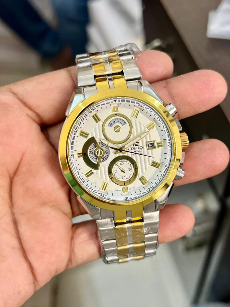Casio-EFR-556-Gold-White-Dial-Stainless-Steel-Quartz-Chronograph-1 Casio EFR-556 Gold-White Dial Stainless Steel Quartz Chronograph - Image 1