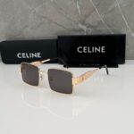 Celine Square Sunglasses Gold Frame Black Lenses
