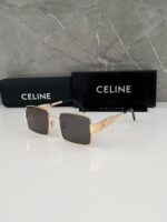 Celine Square Sunglasses Gold Frame Black Lenses