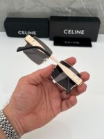 Celine Square Sunglasses Gold Frame Black Lenses - Image 4