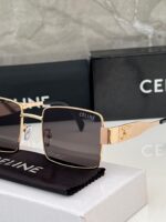 Celine Square Sunglasses Gold Frame Black Lenses - Image 6