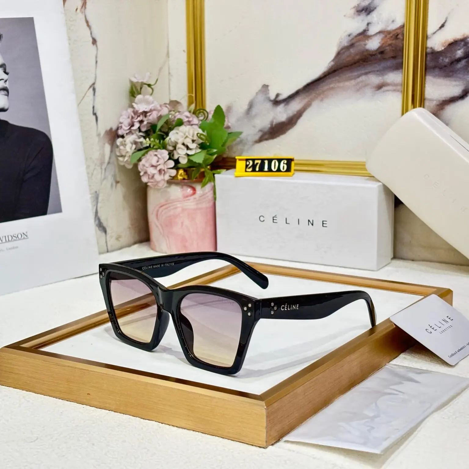 Celine-Wayfarer-Black-Green-Frame-Sunglasses-1 Celine Wayfarer Black-Green Frame Sunglasses - Image 1