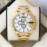 Diesel 10 Bar Chronograph 59MM Gold White Dial