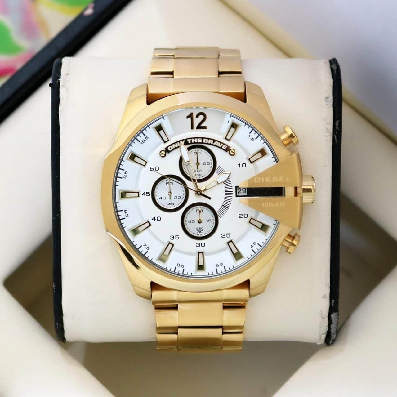 Diesel-10-Bar-Chronograph-59MM-Gold-White-Dial-1 Diesel 10 Bar Chronograph 59MM Gold White Dial - Image 1