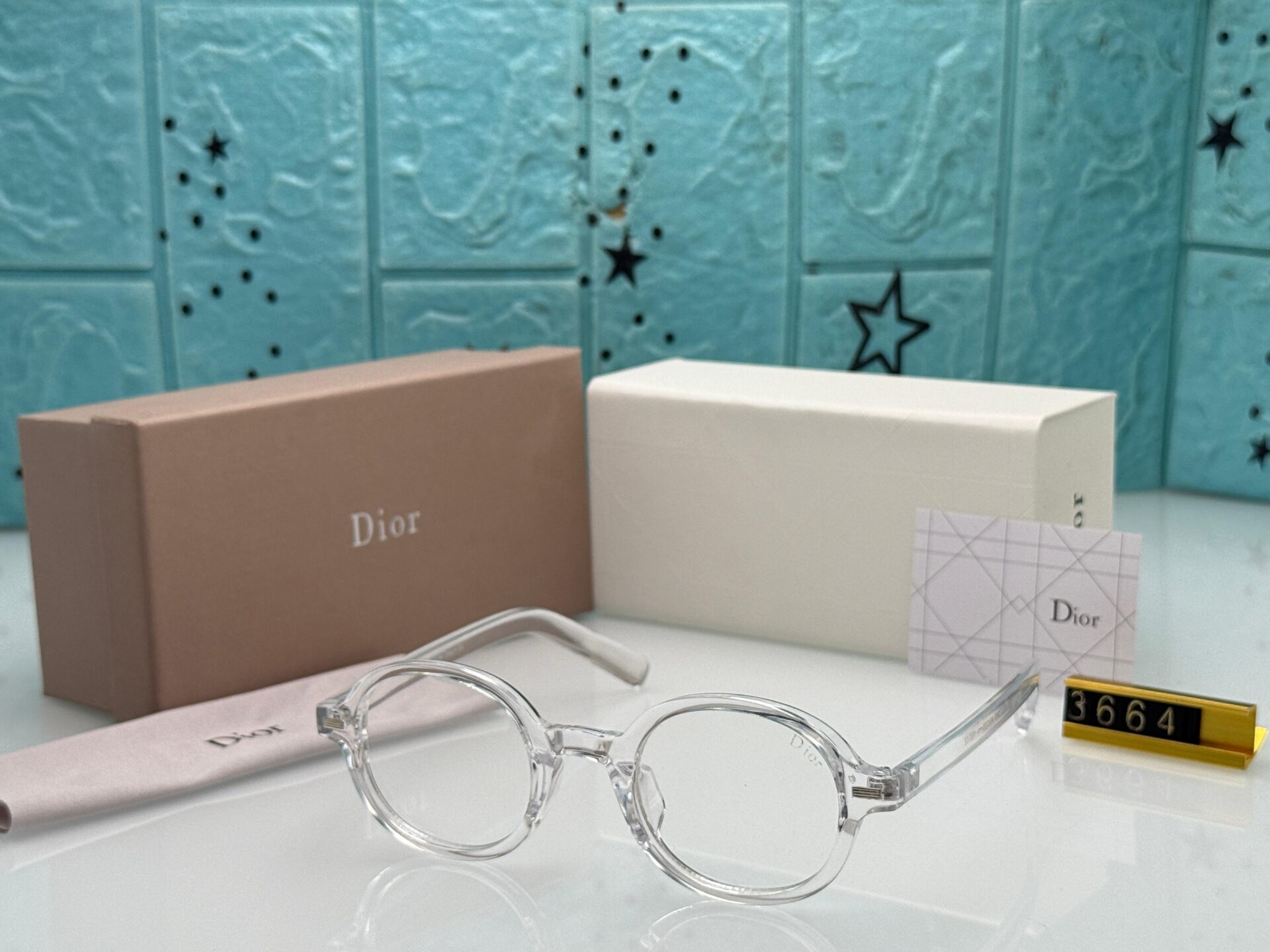 Dior-Eyeglasses-Round-Blue-Clear-Grey-Black-Acetate-1 Dior Eyeglasses Round Blue-Clear-Grey-Black Acetate - Image 1