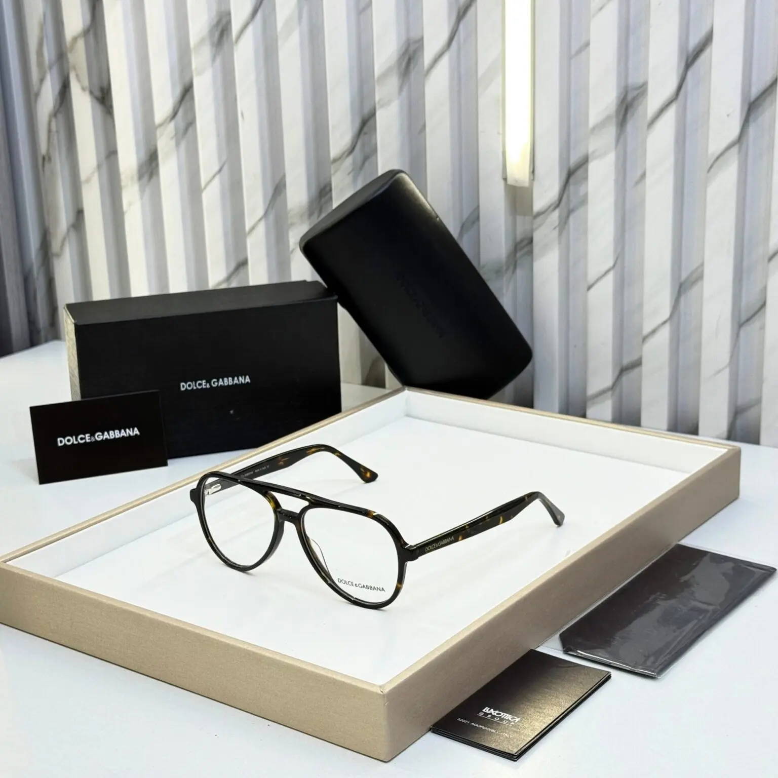 Dolce-Gabbana-Aviator-Eyeglasses-Black-Grey-1 Dolce & Gabbana Aviator Eyeglasses Black-Grey - Image 1