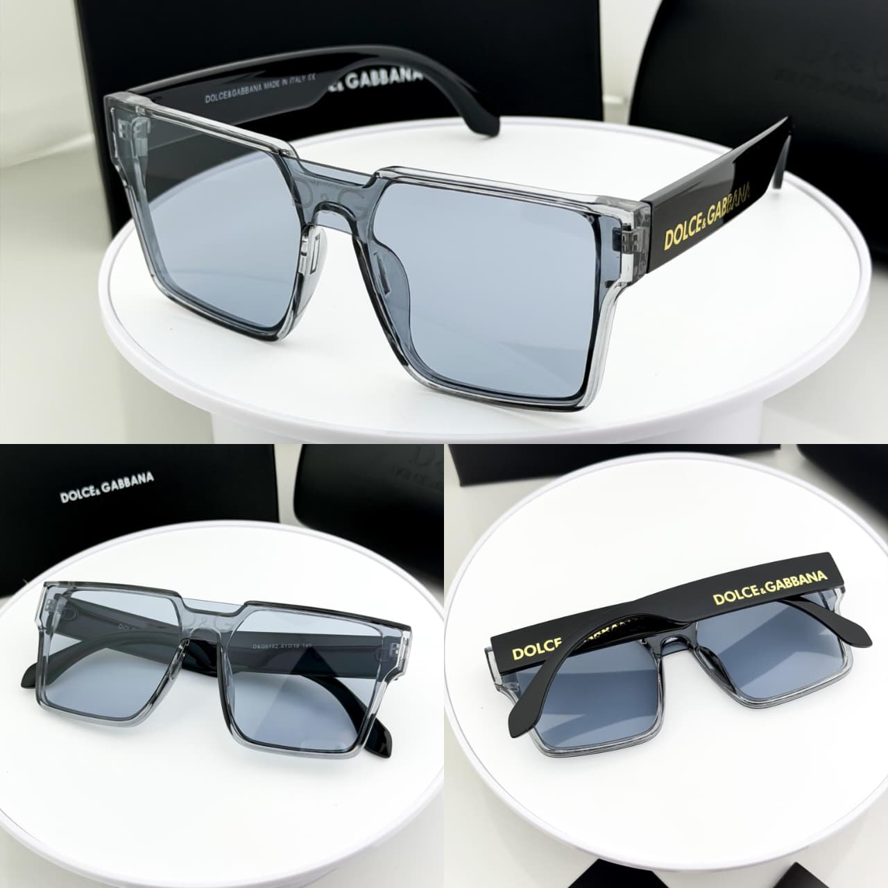 Dolce-Gabbana-Square-Sunglasses-Grey-Blue-1 Dolce & Gabbana Square Sunglasses Grey-Blue - Image 1