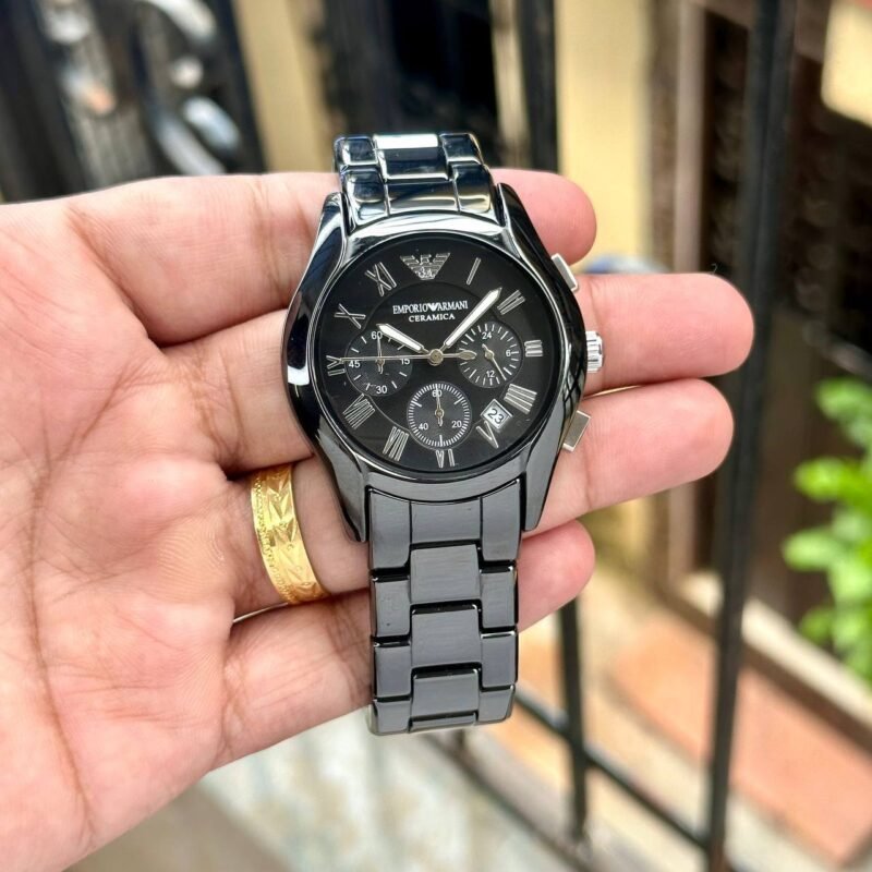 Emporio-Armani-AR1400-Black-Ceramic-43mm-Chronograph-1 Emporio Armani AR1400 Black Ceramic 43mm Chronograph - Image 1