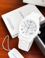 Emporio Armani Ceramica White 42mm Quartz Chronograph - Image 3