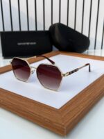Emporio Armani Geometric Sunglasses Brown-Gold