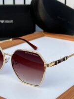 Emporio Armani Geometric Sunglasses Brown-Gold - Image 2