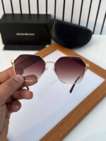 Emporio Armani Geometric Sunglasses Brown-Gold - Image 3