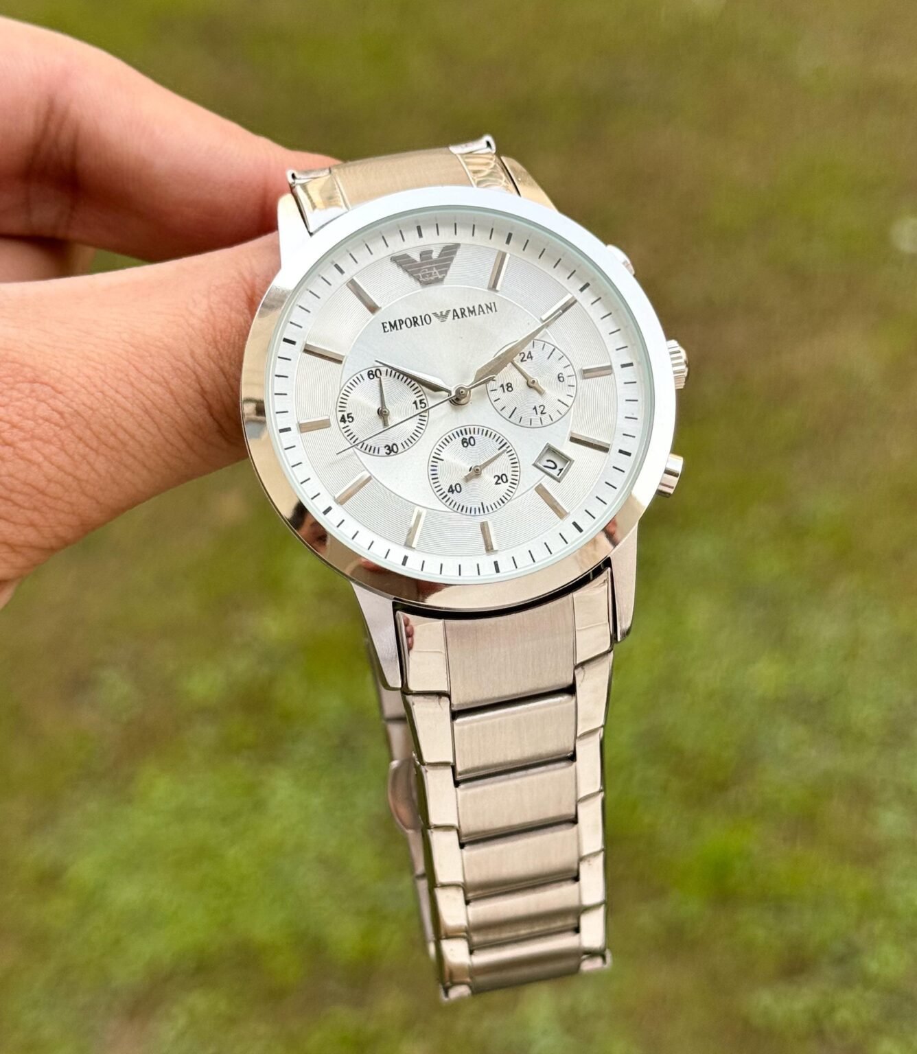 Emporio-Armani-Mario-Chronograph-Silver-40MM-Quartz-1 Emporio Armani Mario Chronograph Silver 40MM Quartz - Image 1
