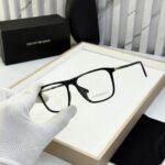 Emporio Armani Rectangular Black Eyeglasses Silver Accents - Image 2
