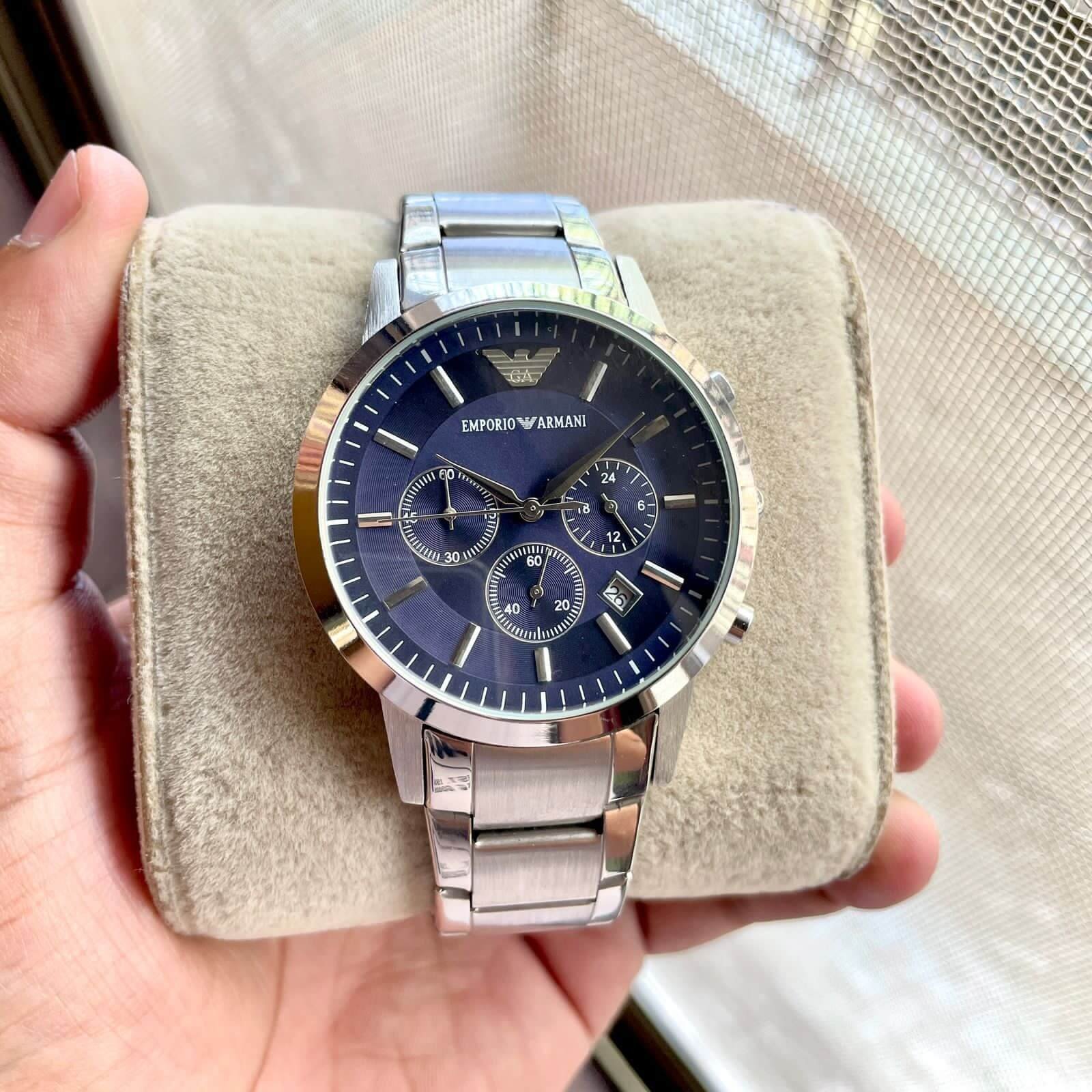 Emporio-Armani-Steel-Classics-Royal-Blue-43mm-Chronograph-1 Emporio Armani Steel Classics Royal Blue 43mm Chronograph - Image 1