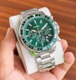 Fossil Bronson Green Dial 45mm Chronograph Stainless Steel