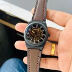 Fossil Everett Skeleton 42MM Automatic Brown Leather