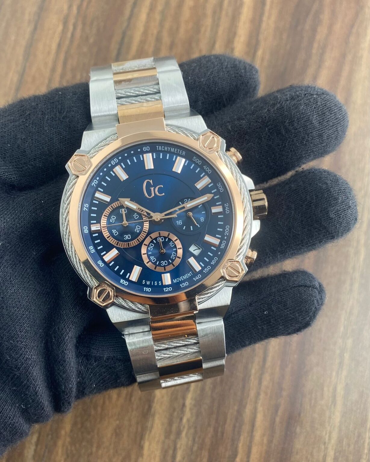 Gc-Guess-Tu-Tone-Belt-Blue-Dial-44MM-Quartz-1 Gc Guess Tu Tone Belt Blue Dial 44MM Quartz - Image 1