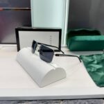 Gucci Rectangular Rimless Sunglasses Black-Silver
