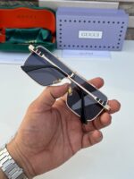 Gucci Square Shield Gold-Black Sunglasses - Image 2