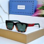 Gucci Square Sunglasses Green Lens Brown Frame