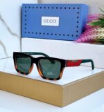 Gucci Square Sunglasses Green Lens Brown Frame