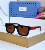 Gucci Square Sunglasses Green Lens Brown Frame - Image 2