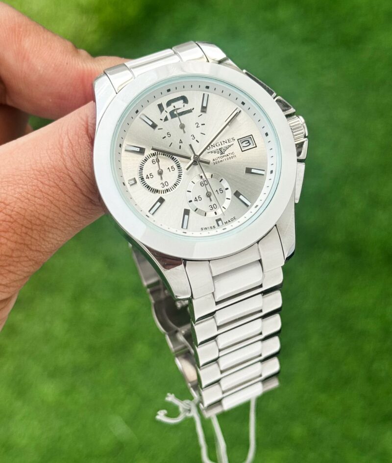 Longines-Elegant-7AAA-White-Dial-Quartz-Chronograph-1 Longines Elegant 7AAA White Dial Quartz Chronograph - Image 1