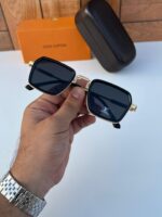 Louis Vuitton Classic Square Gold Sunglasses Black Lens - Image 2