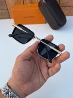 Louis Vuitton Classic Square Gold Sunglasses Black Lens - Image 3