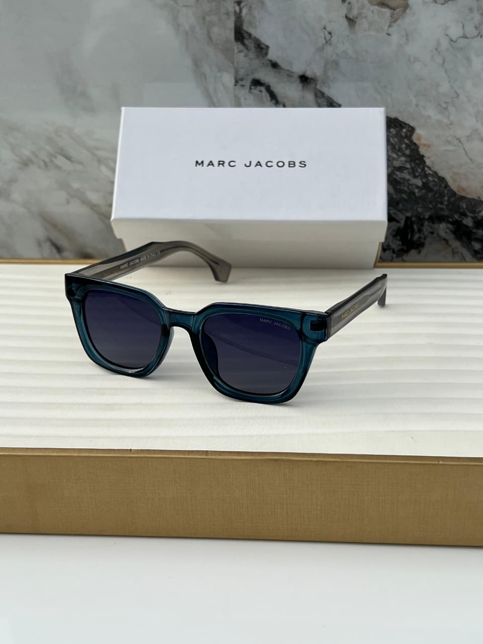 Marc-Jacobs-Square-Unisex-Sunglasses-Blue-Transparent-1 Marc Jacobs Square Unisex Sunglasses Blue Transparent - Image 1