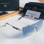 Maybach Eyewear Oversize Rimless Shield Sunglasses Gold-Brown